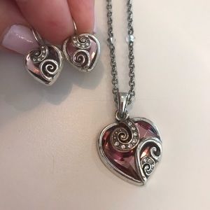 Brighton Pink Stone Heart Necklace/Earrings